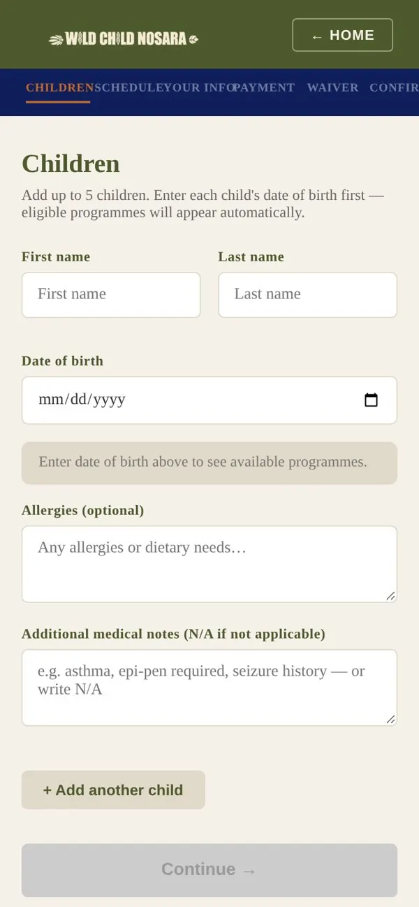 Registration on mobile