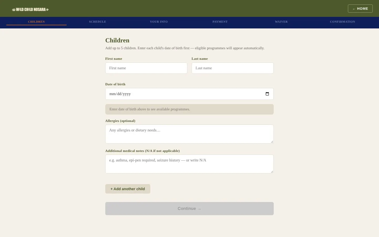 Registration — children