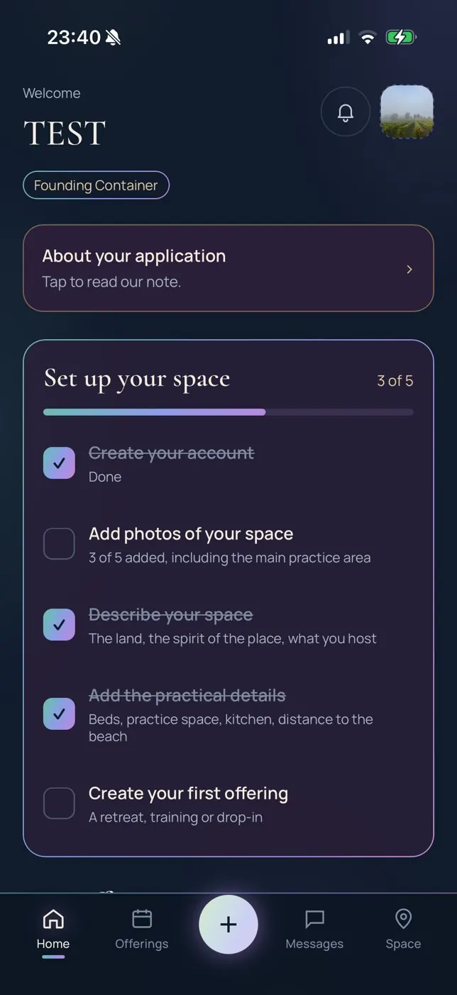App · Set up your space
