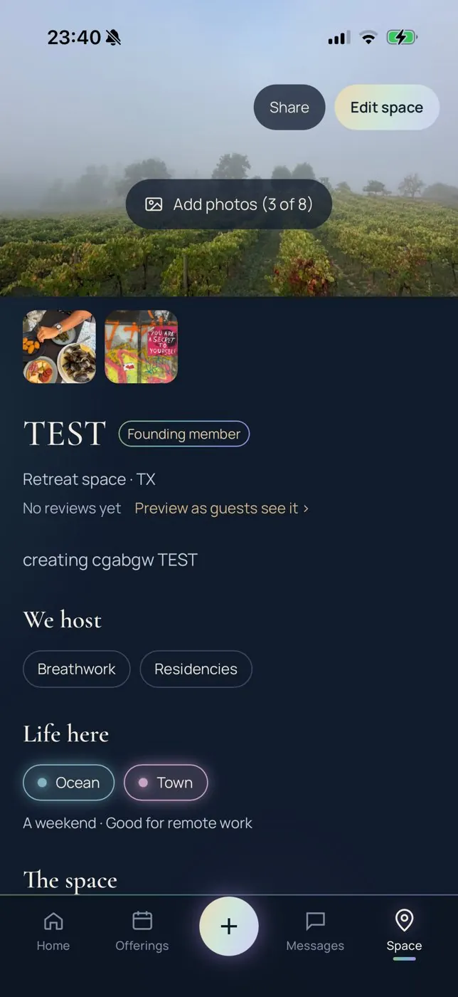 App · Space profile